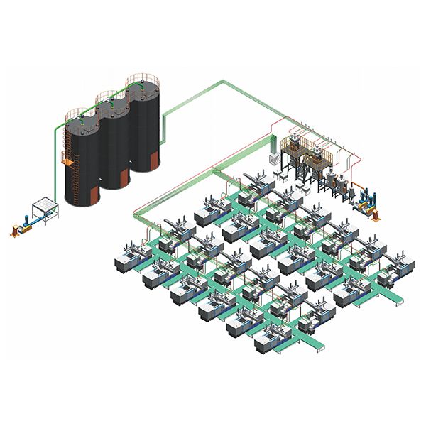 中央供料係統達到了無人化無間（jiān）斷成型工作